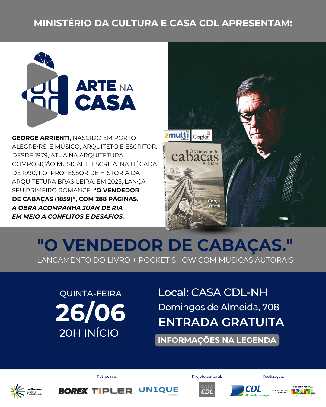 Casa CDL recebe lançamento do livro “O Vendedor de Cabaças (1859)” com pocket show de blues