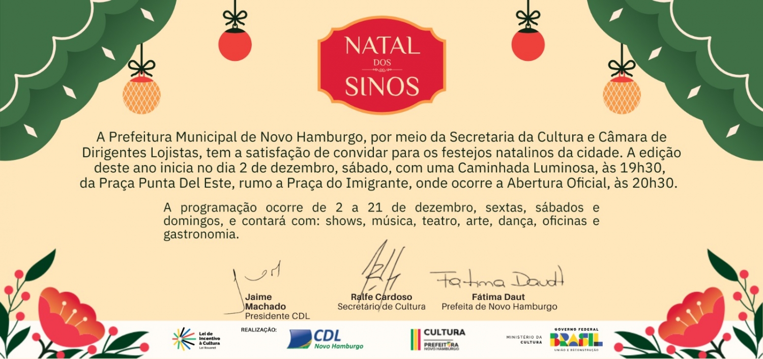 Novo Hamburgo estreia Natal dos Sinos no sábado
